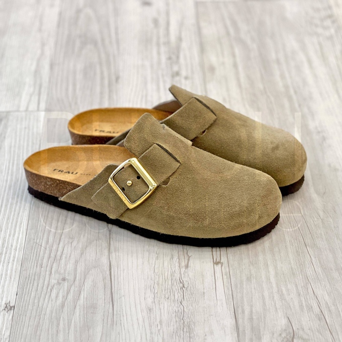 Ciabatta in Suede Oliva