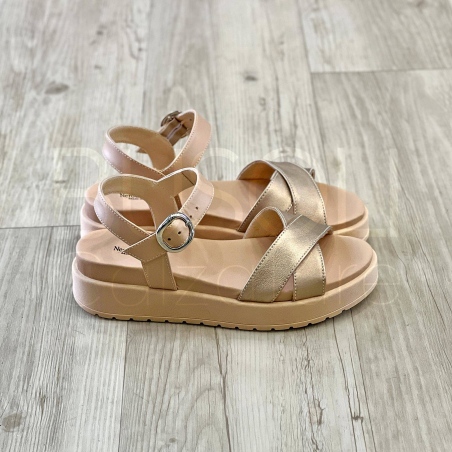 Sandalo zeppa in Pelle