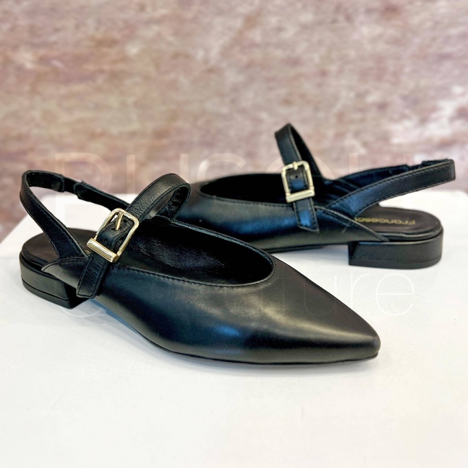 Slingback Pelle Nera