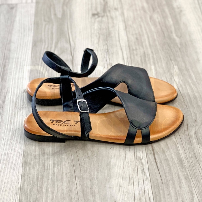 Sandalo fascia pelle Nero