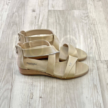 Sandalo zip in Pelle