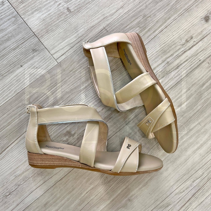 Sandalo zip in Pelle